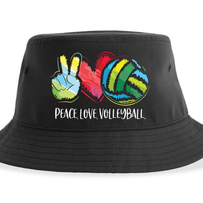 Volleyball Player Peace Love Volleyball Sustainable Bucket Hat