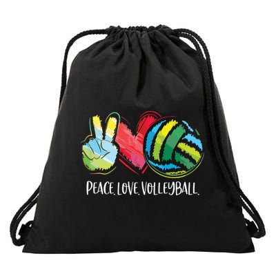 Volleyball Player Peace Love Volleyball Drawstring Bag