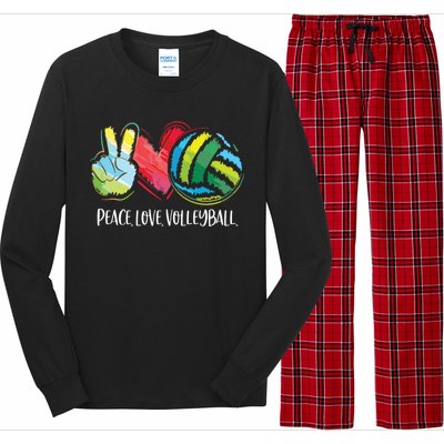 Volleyball Player Peace Love Volleyball Long Sleeve Pajama Set