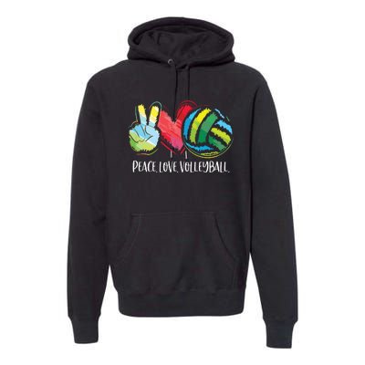 Volleyball Player Peace Love Volleyball Premium Hoodie