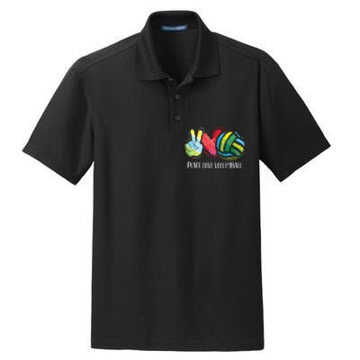 Volleyball Player Peace Love Volleyball Dry Zone Grid Polo