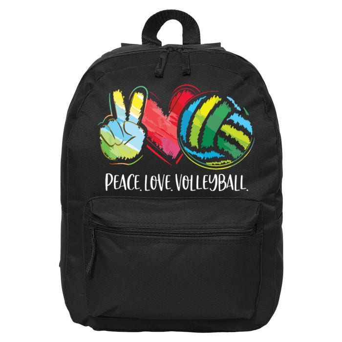 Volleyball Player Peace Love Volleyball 16 in Basic Backpack