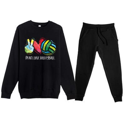 Volleyball Player Peace Love Volleyball Premium Crewneck Sweatsuit Set