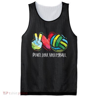 Volleyball Player Peace Love Volleyball Mesh Reversible Basketball Jersey Tank