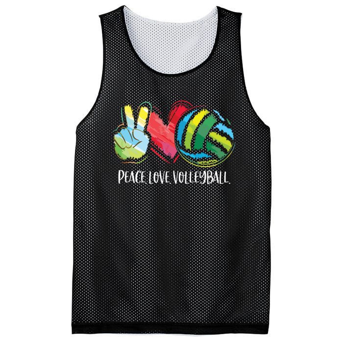 Volleyball Player Peace Love Volleyball Mesh Reversible Basketball Jersey Tank