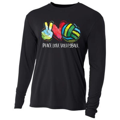 Volleyball Player Peace Love Volleyball Cooling Performance Long Sleeve Crew