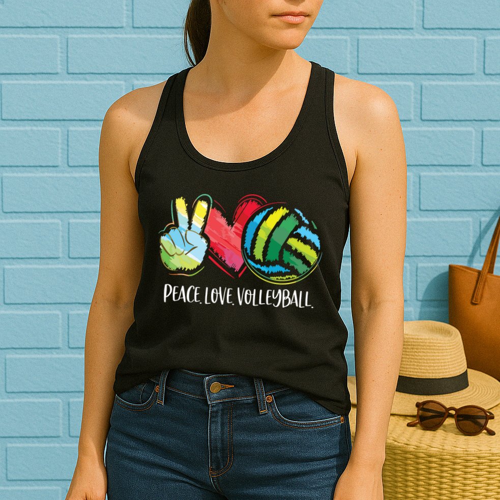 Volleyball Player Peace Love Volleyball Womens Tank Top