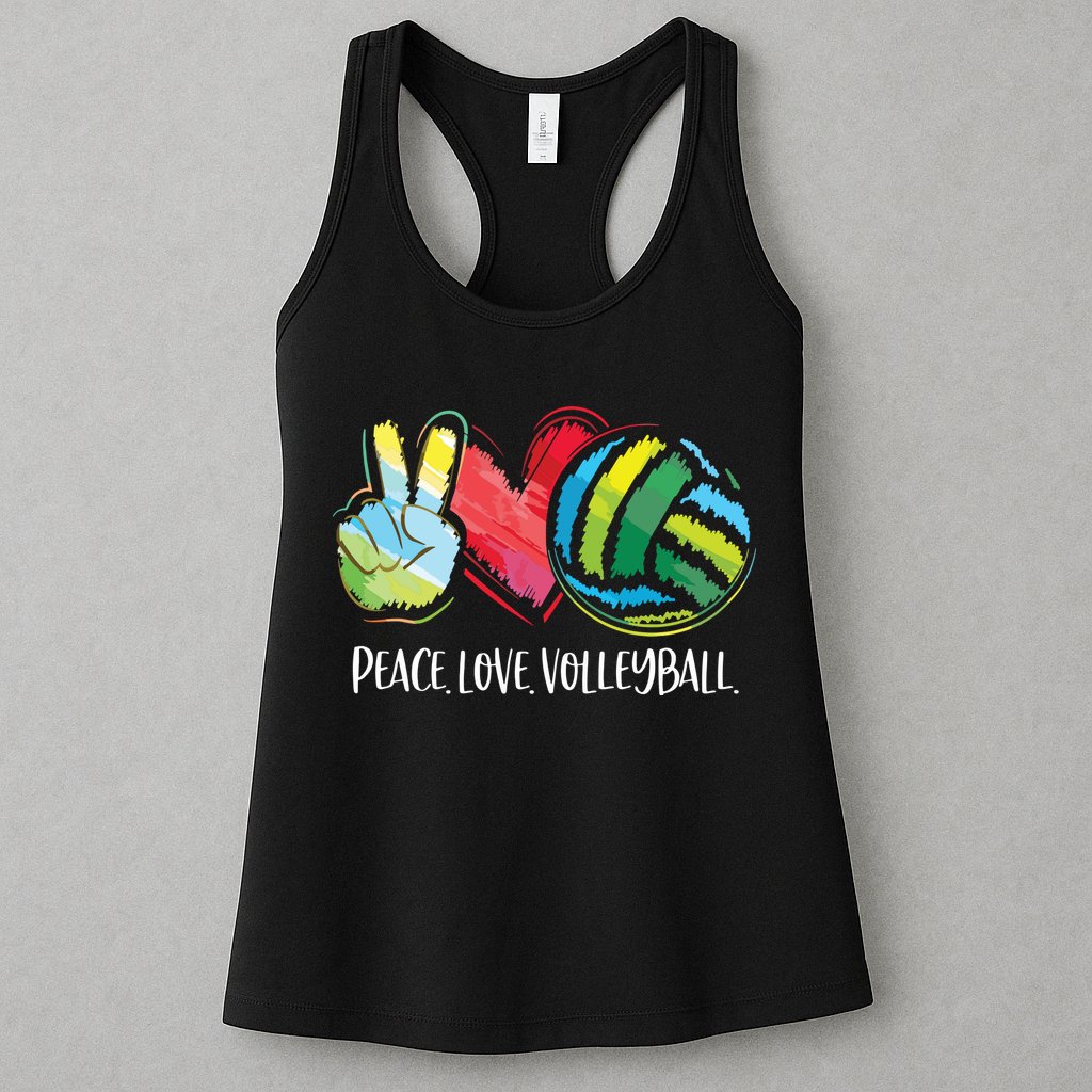 Volleyball Player Peace Love Volleyball Womens Tank Top