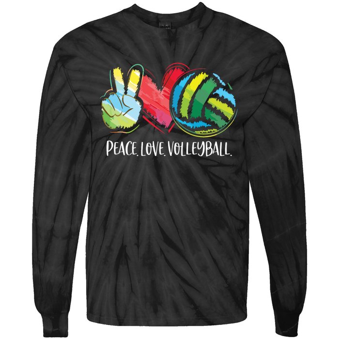 Volleyball Player Peace Love Volleyball Tie-Dye Long Sleeve Shirt