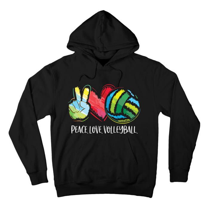 Volleyball Player Peace Love Volleyball Tall Hoodie