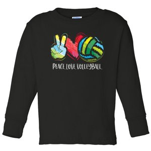 Volleyball Player Peace Love Volleyball Toddler Long Sleeve Shirt