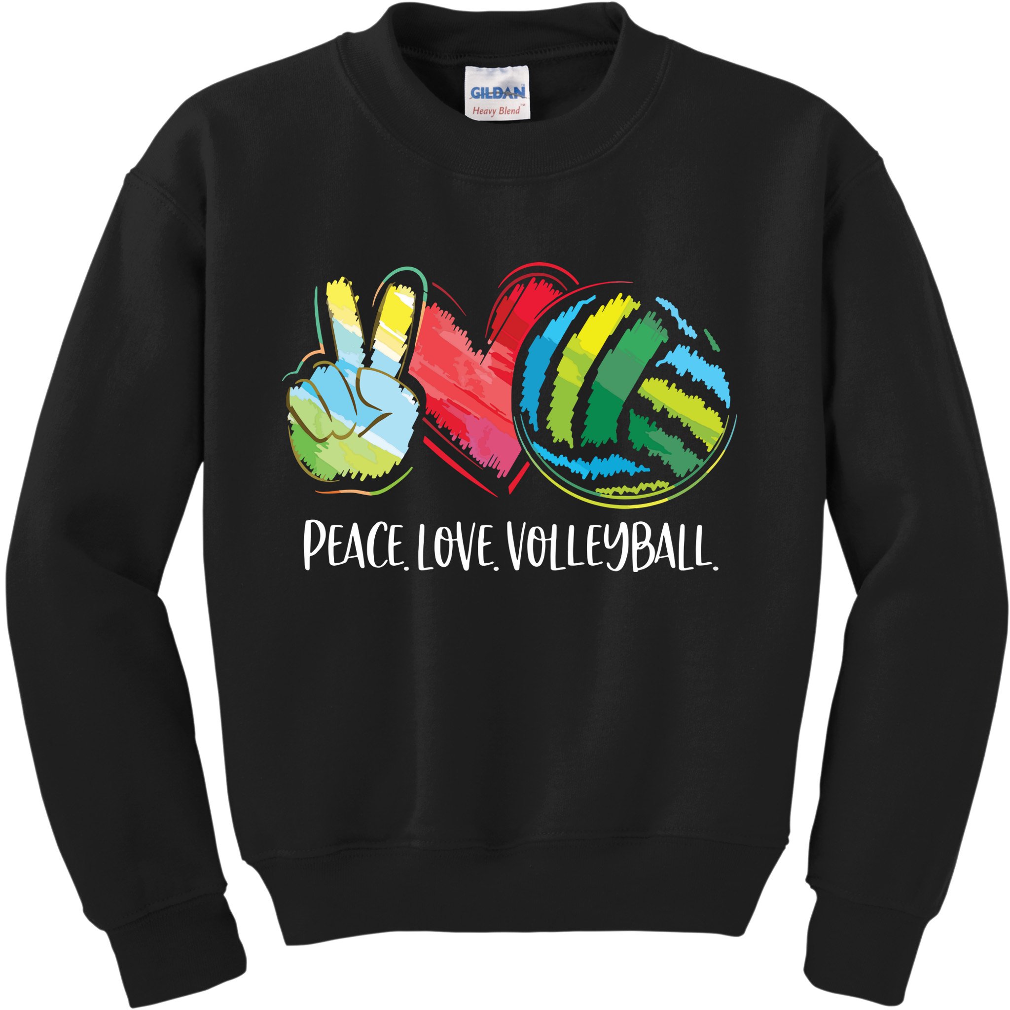 Volleyball Player Peace Love Volleyball Kids Sweatshirt