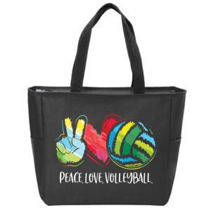 Volleyball Player Peace Love Volleyball Zip Tote Bag