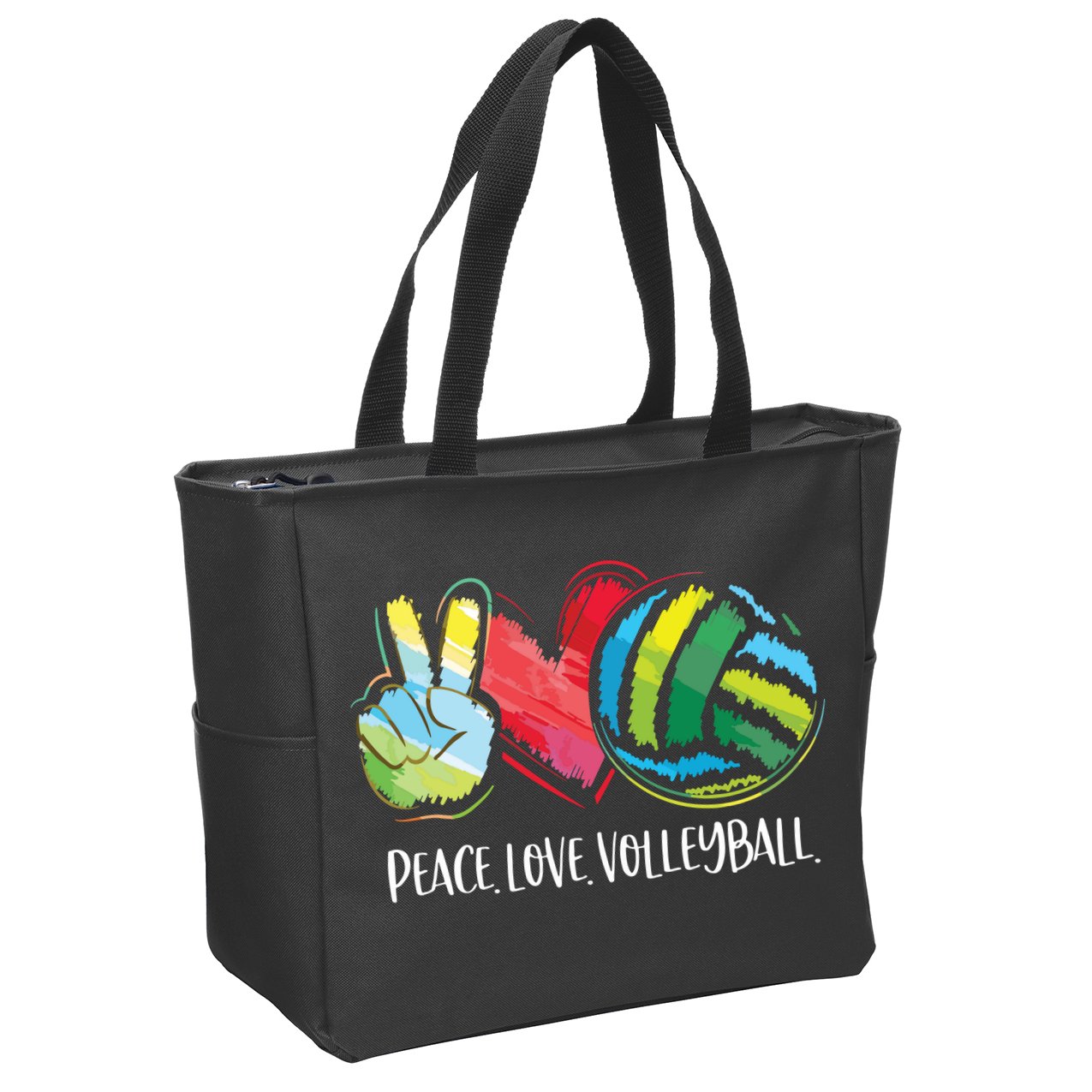 Volleyball Player Peace Love Volleyball Zip Tote Bag