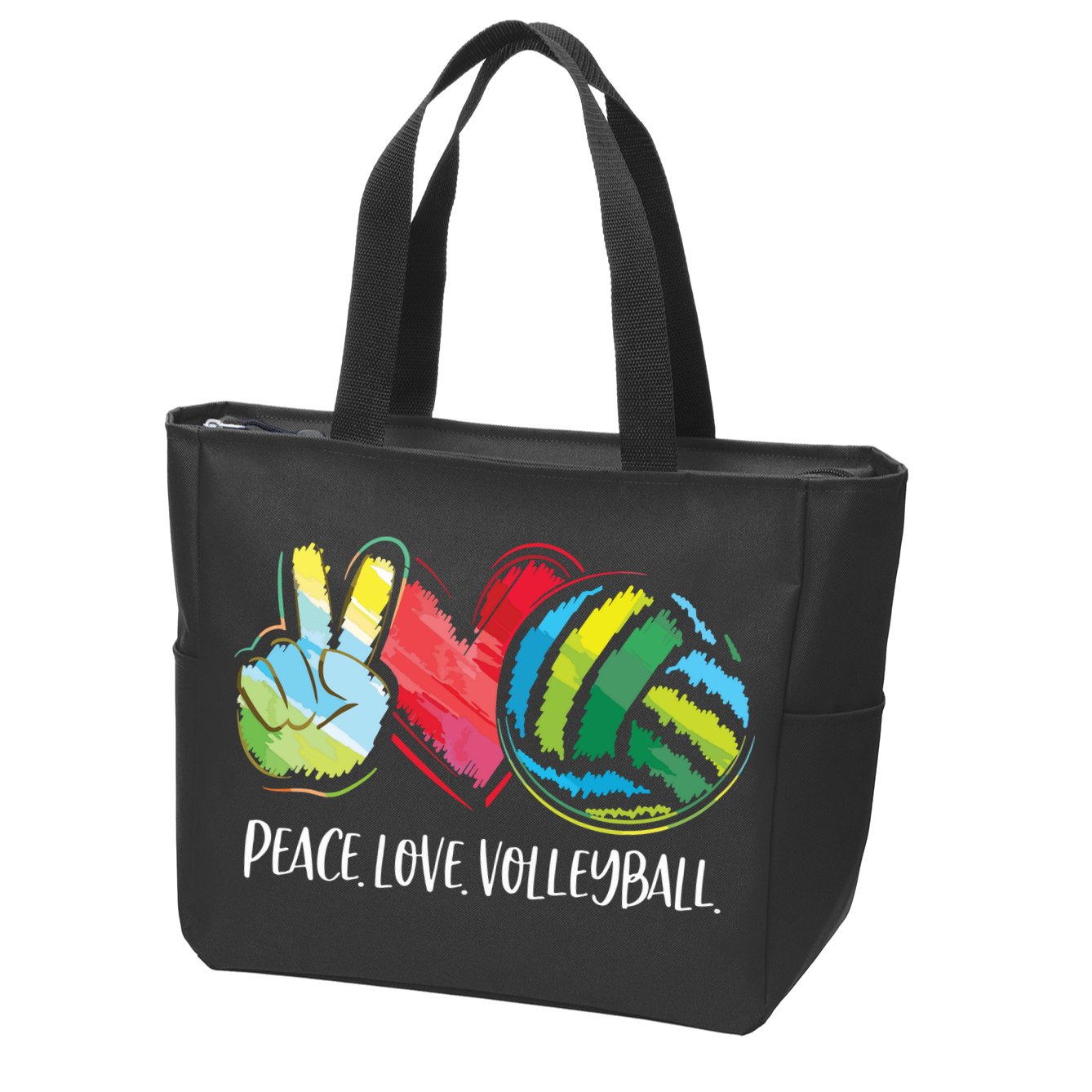 Volleyball Player Peace Love Volleyball Zip Tote Bag