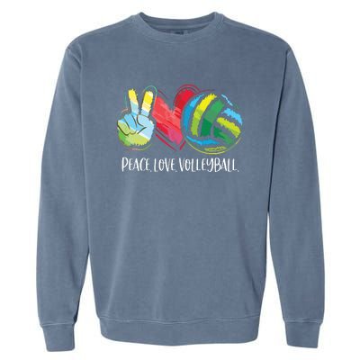 Volleyball Player Peace Love Volleyball Garment-Dyed Sweatshirt