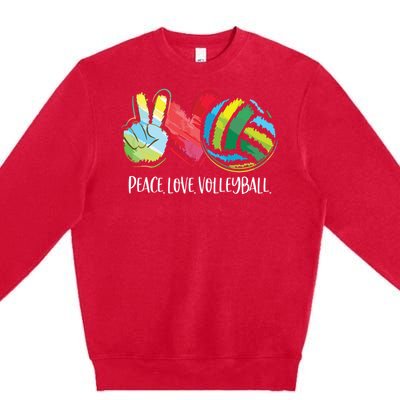 Volleyball Player Peace Love Volleyball Premium Crewneck Sweatshirt