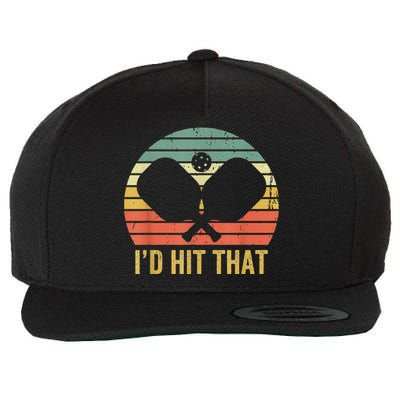 Vintage Pickleball Player Funny I'd Hit That Retro Wool Snapback Cap