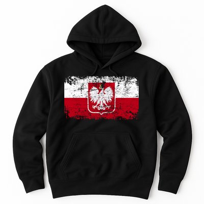 Vintage Polish Poland Polska Flag Distressed Hoodie