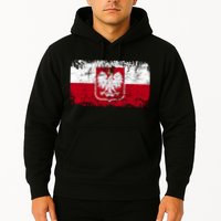 Vintage Polish Poland Polska Flag Distressed Hoodie