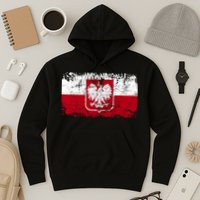Vintage Polish Poland Polska Flag Distressed Hoodie