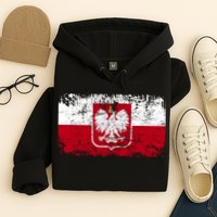 Vintage Polish Poland Polska Flag Distressed Hoodie