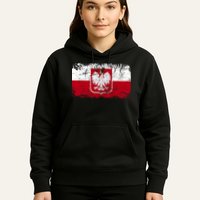 Vintage Polish Poland Polska Flag Distressed Hoodie