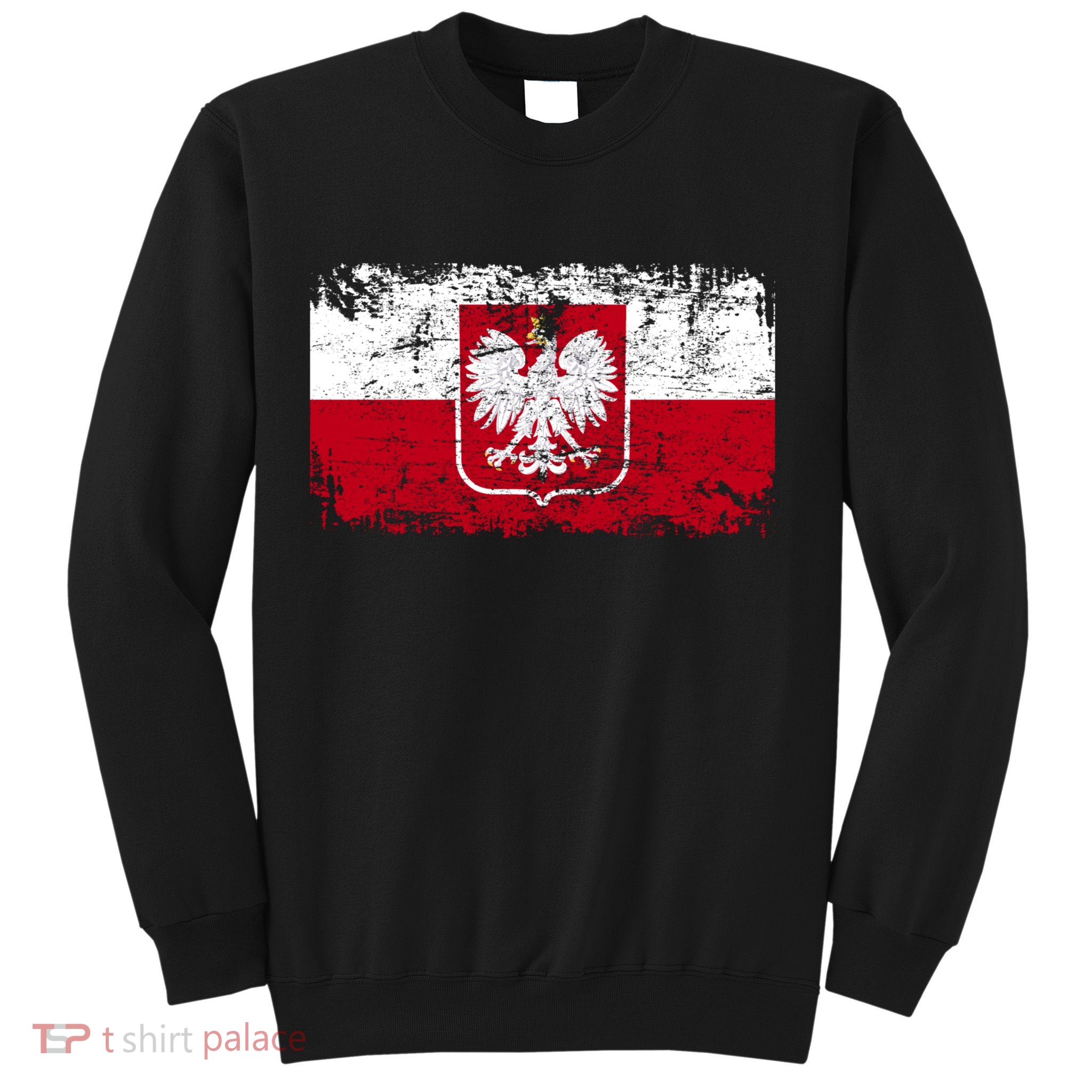 Vintage Polish Poland Polska Flag Distressed Sweatshirt