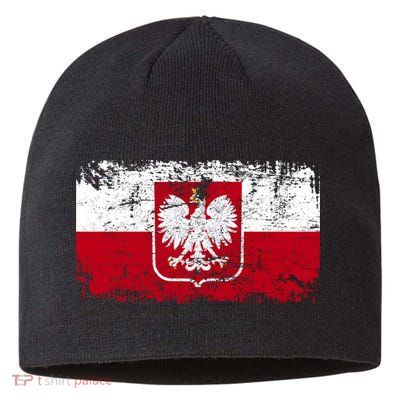 Vintage Polish Poland Polska Flag Distressed Sustainable Beanie