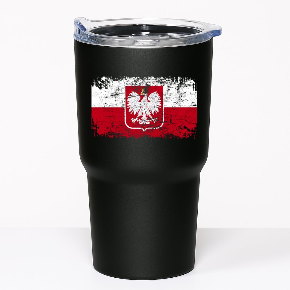Vintage Polish Poland Polska Flag Distressed Tumbler