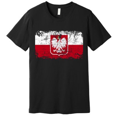 Vintage Polish Poland Polska Flag Distressed Premium T-Shirt