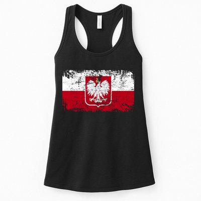 Vintage Polish Poland Polska Flag Distressed Womens Tank Top