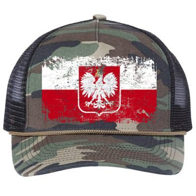 Vintage Polish Poland Polska Flag Distressed Retro Rope Trucker Hat Cap