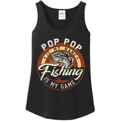 Vintage Pop Pop is My Name Fishing Game Gift For Fathers Day Ladies Essential Tank