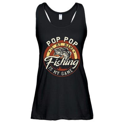 Vintage Pop Pop is My Name Fishing Game Gift For Fathers Day Ladies Essential Flowy Tank