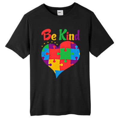 Vintage Puzzle Pieces Autism Heart Be Kind Autism Awareness Great Gift Tall Fusion ChromaSoft Performance T-Shirt