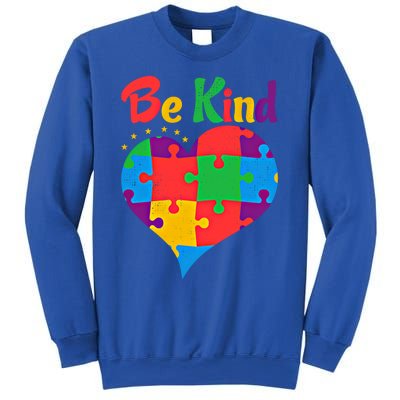 Vintage Puzzle Pieces Autism Heart Be Kind Autism Awareness Great Gift Sweatshirt