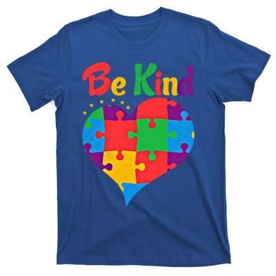 Vintage Puzzle Pieces Autism Heart Be Kind Autism Awareness Great Gift T-Shirt