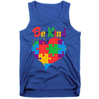 Vintage Puzzle Pieces Autism Heart Be Kind Autism Awareness Great Gift Tank Top