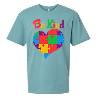 Vintage Puzzle Pieces Autism Heart Be Kind Autism Awareness Great Gift Sueded Cloud Jersey T-Shirt