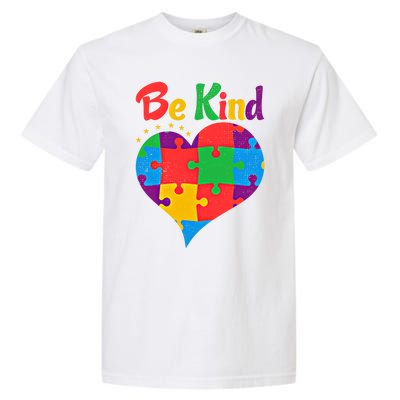 Vintage Puzzle Pieces Autism Heart Be Kind Autism Awareness Great Gift Garment-Dyed Heavyweight T-Shirt