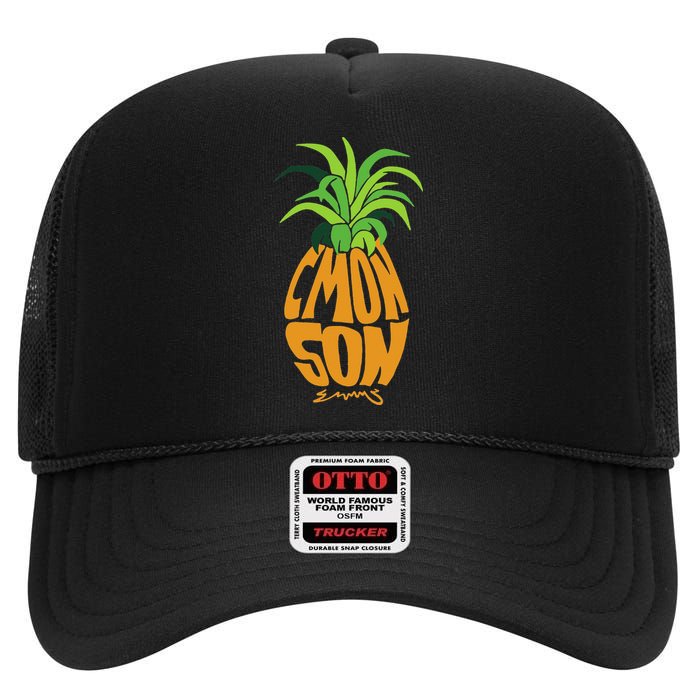 Vintage PSYCH Pineapple Of Gus Cmon Son! Crazy Lover Gift High Crown Mesh Back Trucker Hat