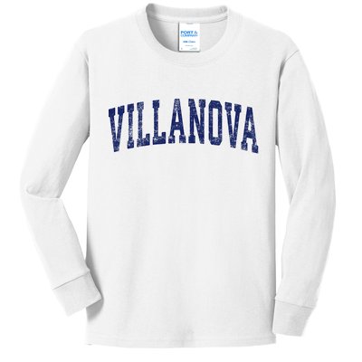 Villanova Pennsylvania Pa Vintage Athletic Sports Kids Long Sleeve Shirt