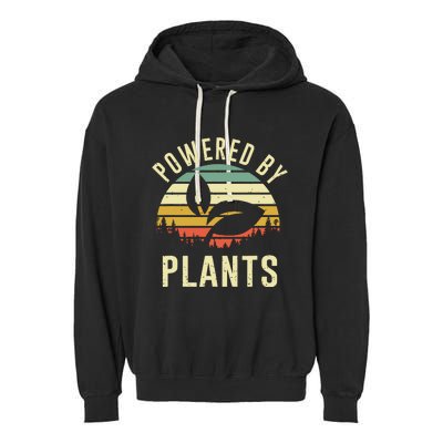 Vintage Powered Plants Vegetarian By Vegan Diet Garment-Dyed Fleece Hoodie