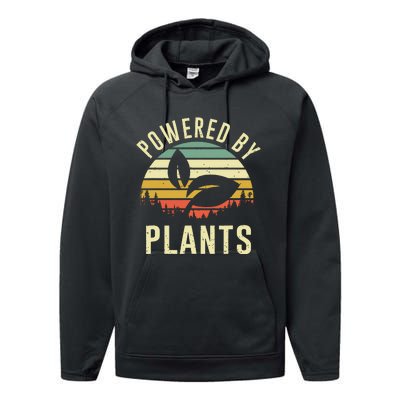 Vintage Powered Plants Vegetarian By Vegan Diet Performance Fleece Hoodie