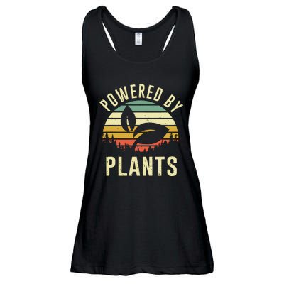 Vintage Powered Plants Vegetarian By Vegan Diet Ladies Essential Flowy Tank