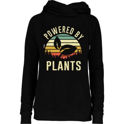 Vintage Powered Plants Vegetarian By Vegan Diet Womens Funnel Neck Pullover Hood