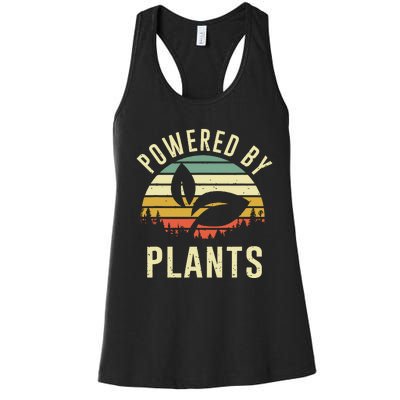 Vintage Powered Plants Vegetarian By Vegan Diet Women's Racerback Tank