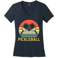 Vintage Pickleball Player Women's V-Neck T-Shirt