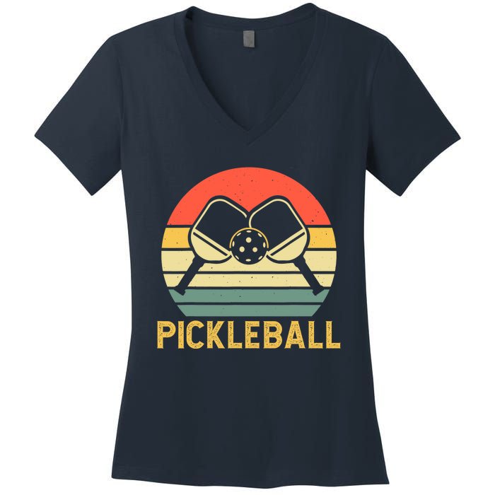 Vintage Pickleball Player Women's V-Neck T-Shirt